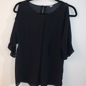 Calvin Klein cold shoulder black sheer blouse xs